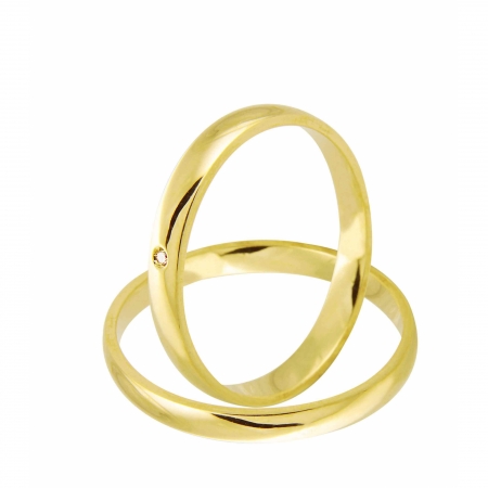 Alianças de casamento Santiny classic em ouro 18k e diamante (2.5mm)