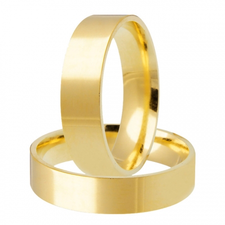 Alianças de casamento Santiny em ouro amarelo reta (4.5mm)