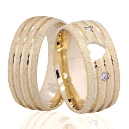 Alianças de Casamento Ouro 18k Diamantada com Frisos Polidos - Unitária (5.5mm)