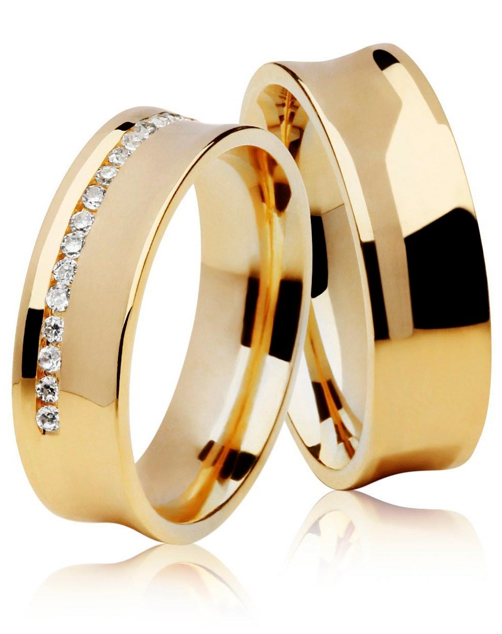 Aliança Côncava de Casamento Carrê Ouro Amarelo 18k - Unitária (5mm)
