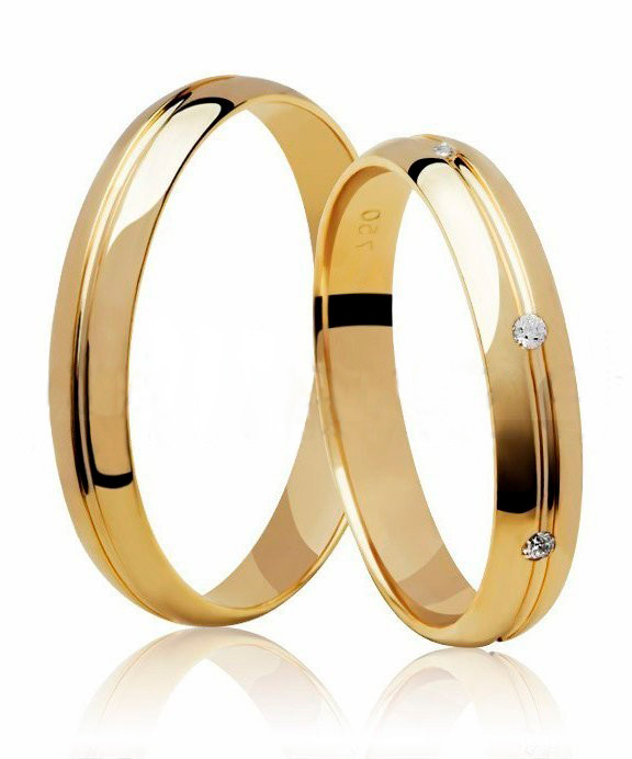 Aliança de Casamento Mon I Ouro 18k  Com Pedras - Unitária (3.45 mm)