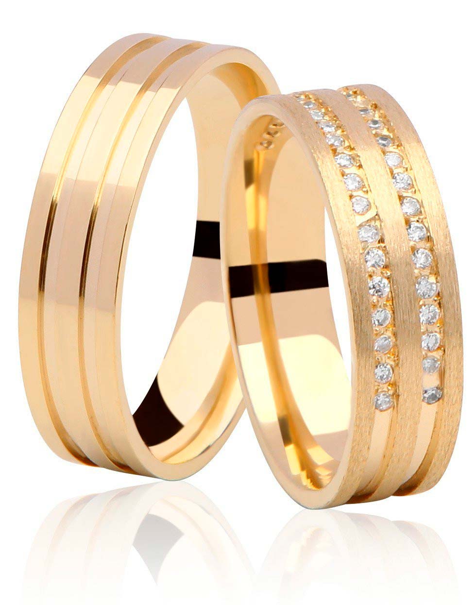 Aliança de Casamento Ouro 18k Dupla Carreira em Pedras Duo - Unitária (5,5mm)
