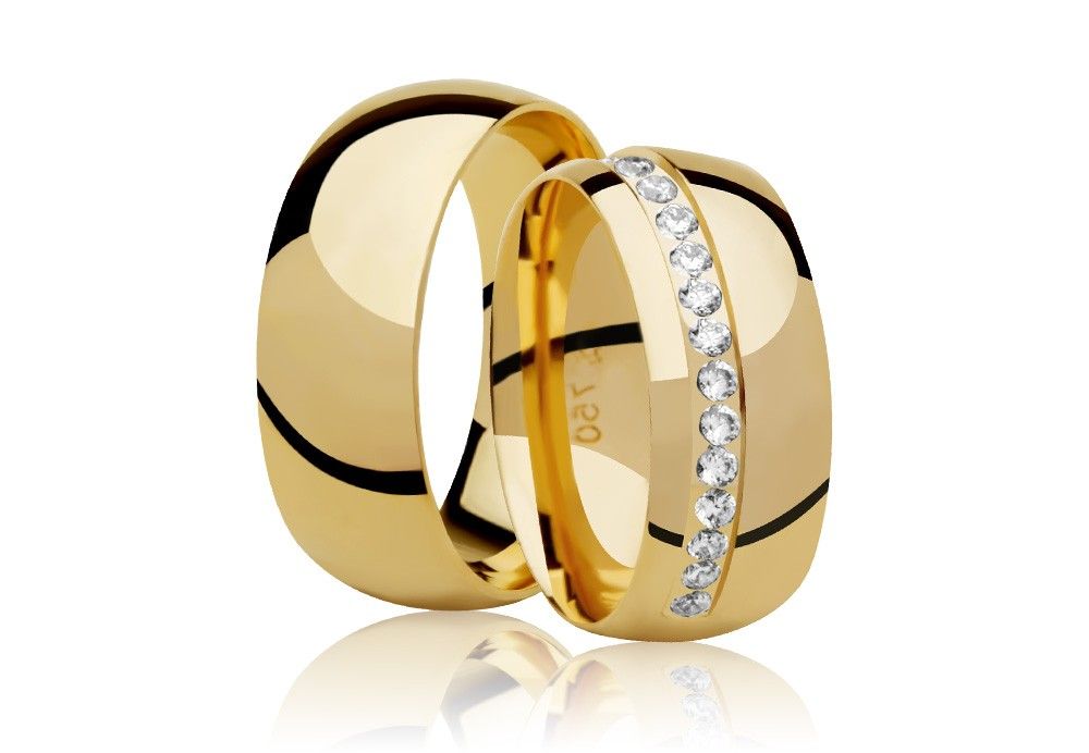 Alianças Casamento Fusion de Ouro 18k com Pedras - Unitária (7.80mm)
