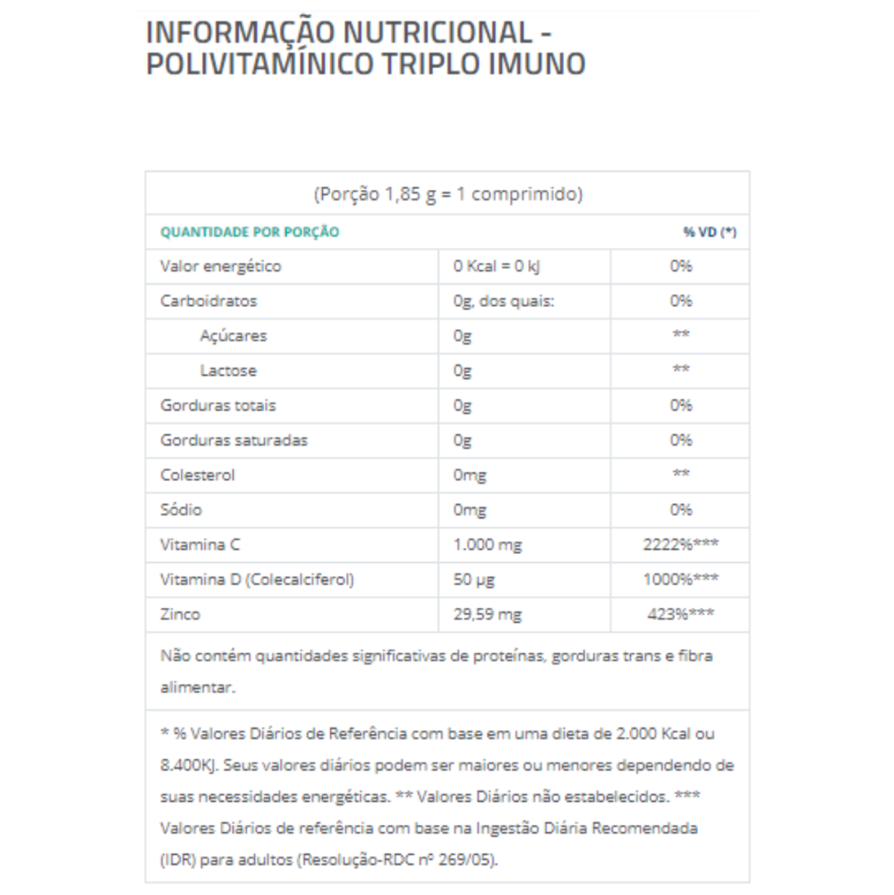 TRIPLO IMUNO CATARINENSE NUTRICAO 30 CPR - CATARINENSE
