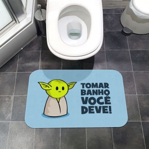 Capacho Emborrachado de Banheiro DrPepper Tomar Banho Você Deve - Mestre Yoda