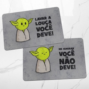 Kit Tapetes de Cozinha Lavar Louça Você Deve - Mestre Yoda - Ecológico