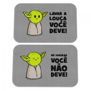 Kit Tapetes de Cozinha Lavar Louça Você Deve - Mestre Yoda - Emborrachado