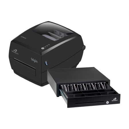 Kit Impressora Etiqueta Elgin L42 Pro Full + Gaveta Para Dinheiro Bematech Preta Gd-56