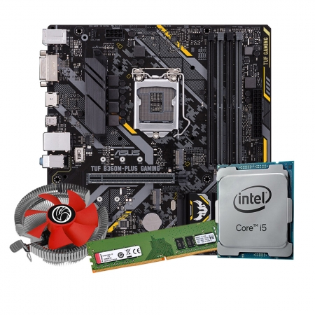 Kit Upgrade Processador I5 9400 + Placa mãe Asus TUF B360M-Plus Gaming LGA1151 + Memoria Ddr4 8gb Kingston + Cooler