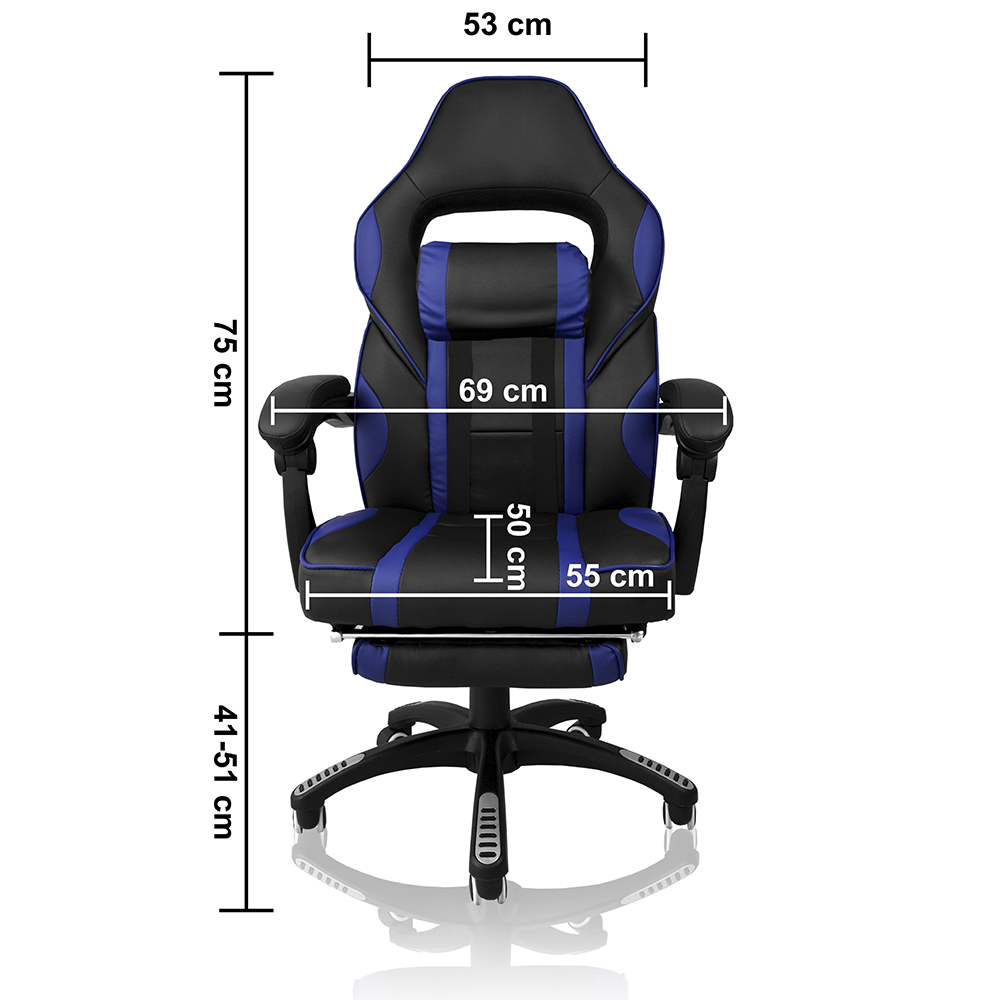 Cadeira Gamer Concórdia  Ac-8069 Reclinável Com Detalhes Em Azul