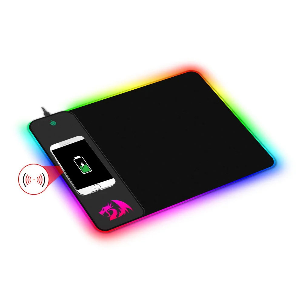 Mousepad Gamer Redragon Crater Qi Wireless RGB Médio (400x300mm) - P028