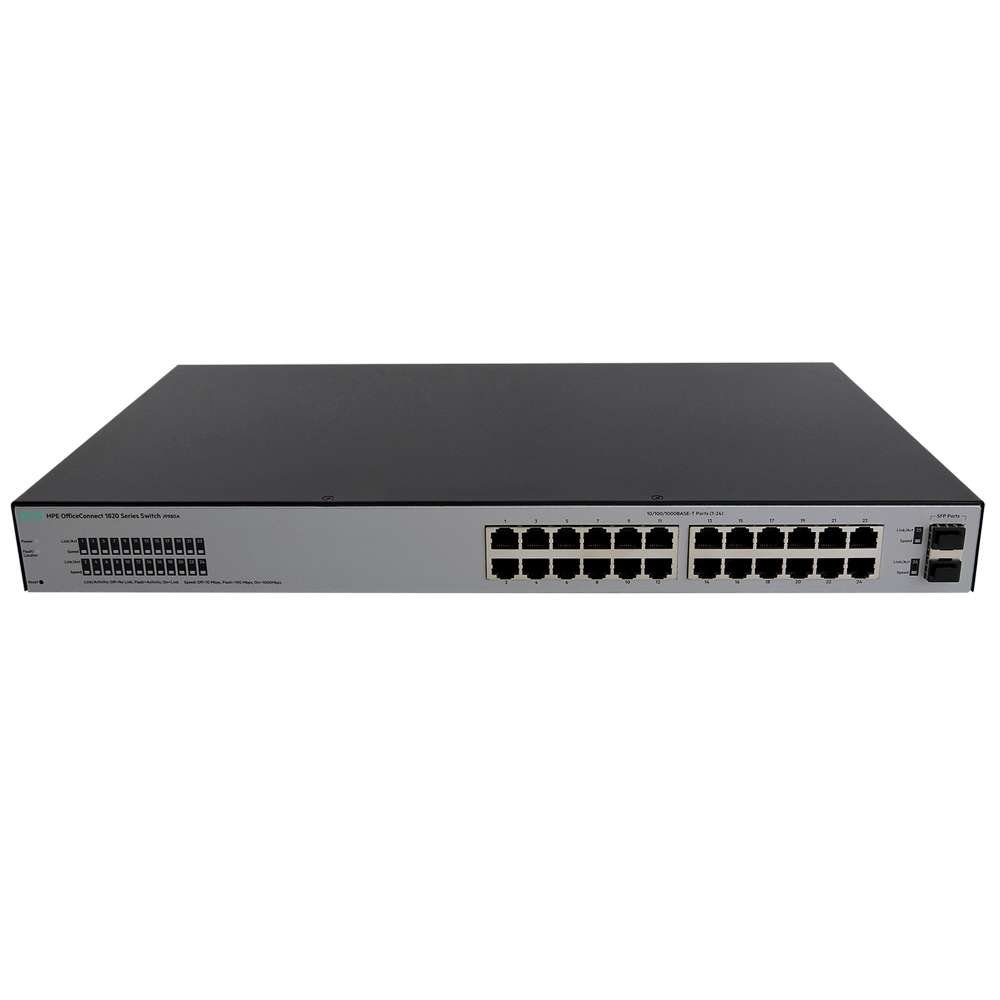 Switch HPE Aruba 1820 24 Gigabit 24x 10/100/1000Mbps RJ45 +2x portas 1G SFP, Gerenciável - J9980A