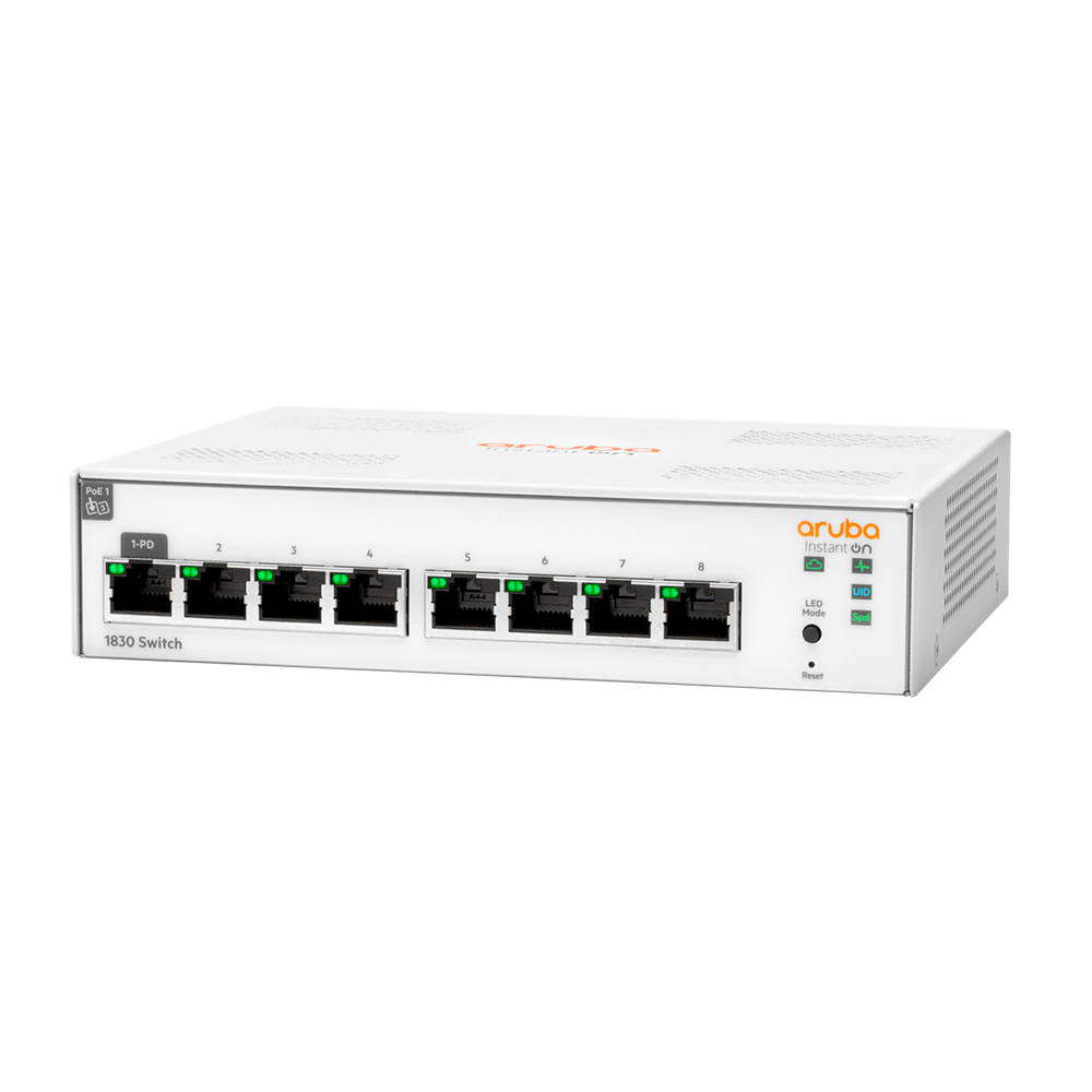 Switch HPE Aruba 1830 8G 16GBPS RJ45 10/100/1000Mbp, Gerenciável - JL810A
