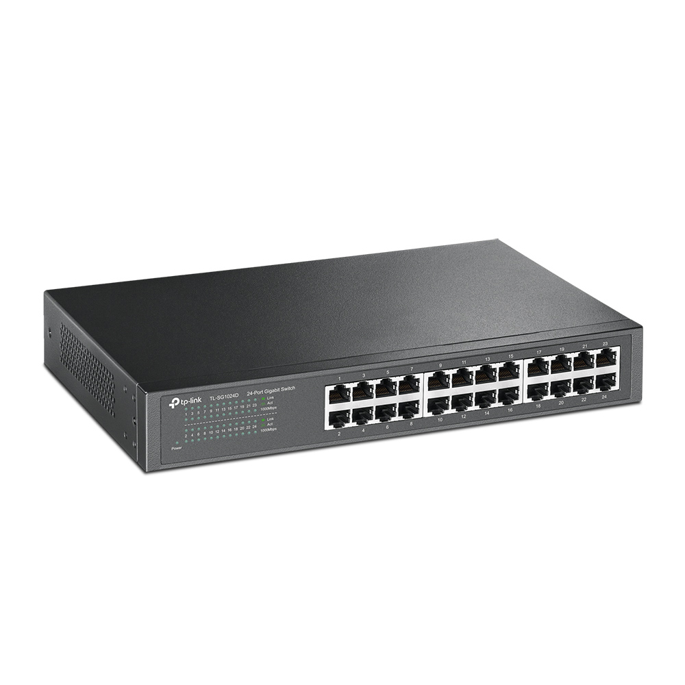 Switch Tp-Link Tl-Sg1024D 24 Portas 10/100/1000 Gigabit Rack 19'' e Mesa Preto