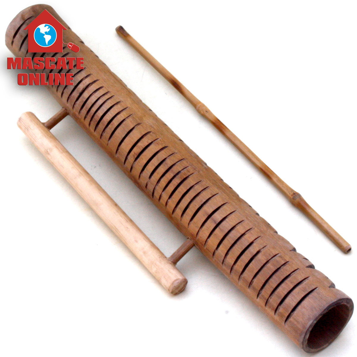 Reco Reco bambu 40cm com alça - Ranhuras grandes e pequenas - Foto 1