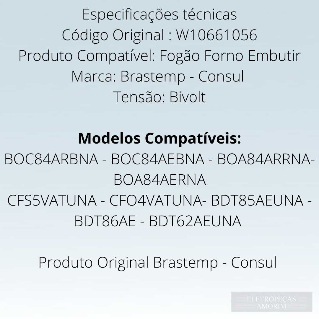 Placa Timer Fogao Forno Embutir Brastemp Original W10661056 Touch Cooktop Modelo Serve  Compativel BOC84ARBNA BDT86AE