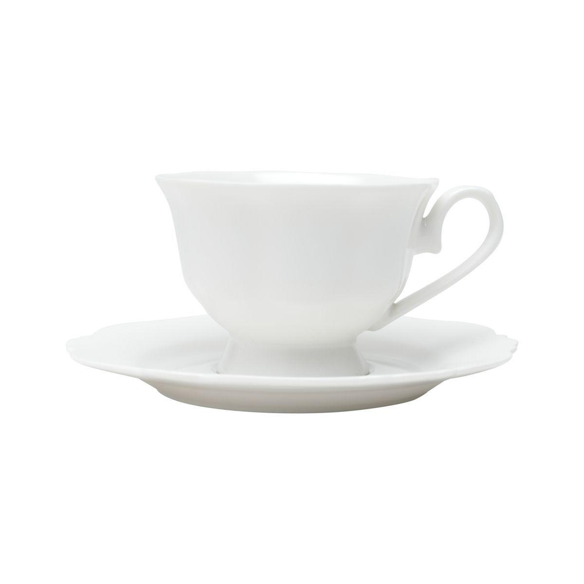 Jogo c/6 Xícaras chá porcelana com pires Maldivas branco 180ml