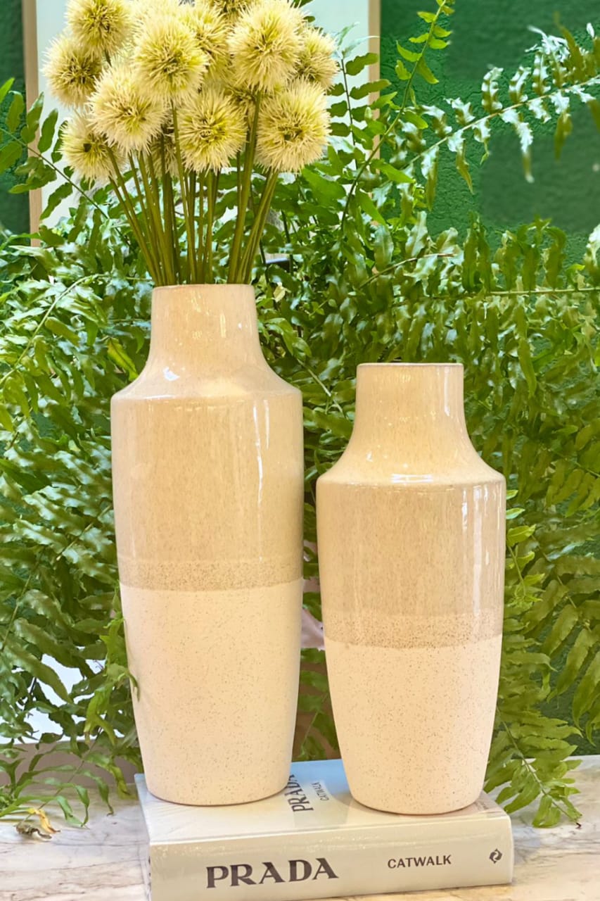 Vaso Cerâmica Areia 17x17x43,5cm