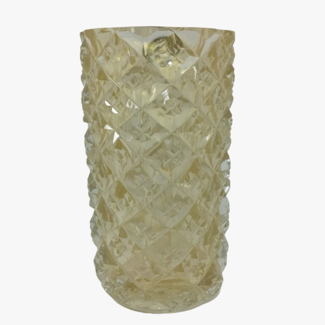 Vaso de Cristal Lapidado Transparente com ouro 56 Di Murano