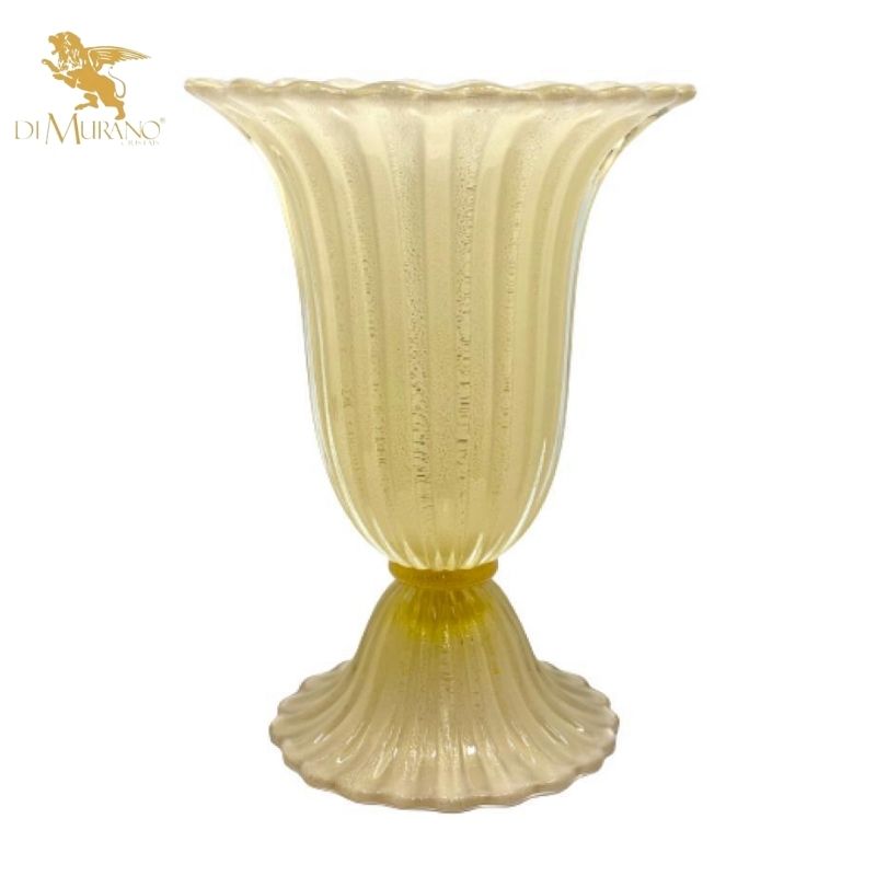 Vaso Todo Ouro 471 Off White Di Murano - 42 cm x 30 cm