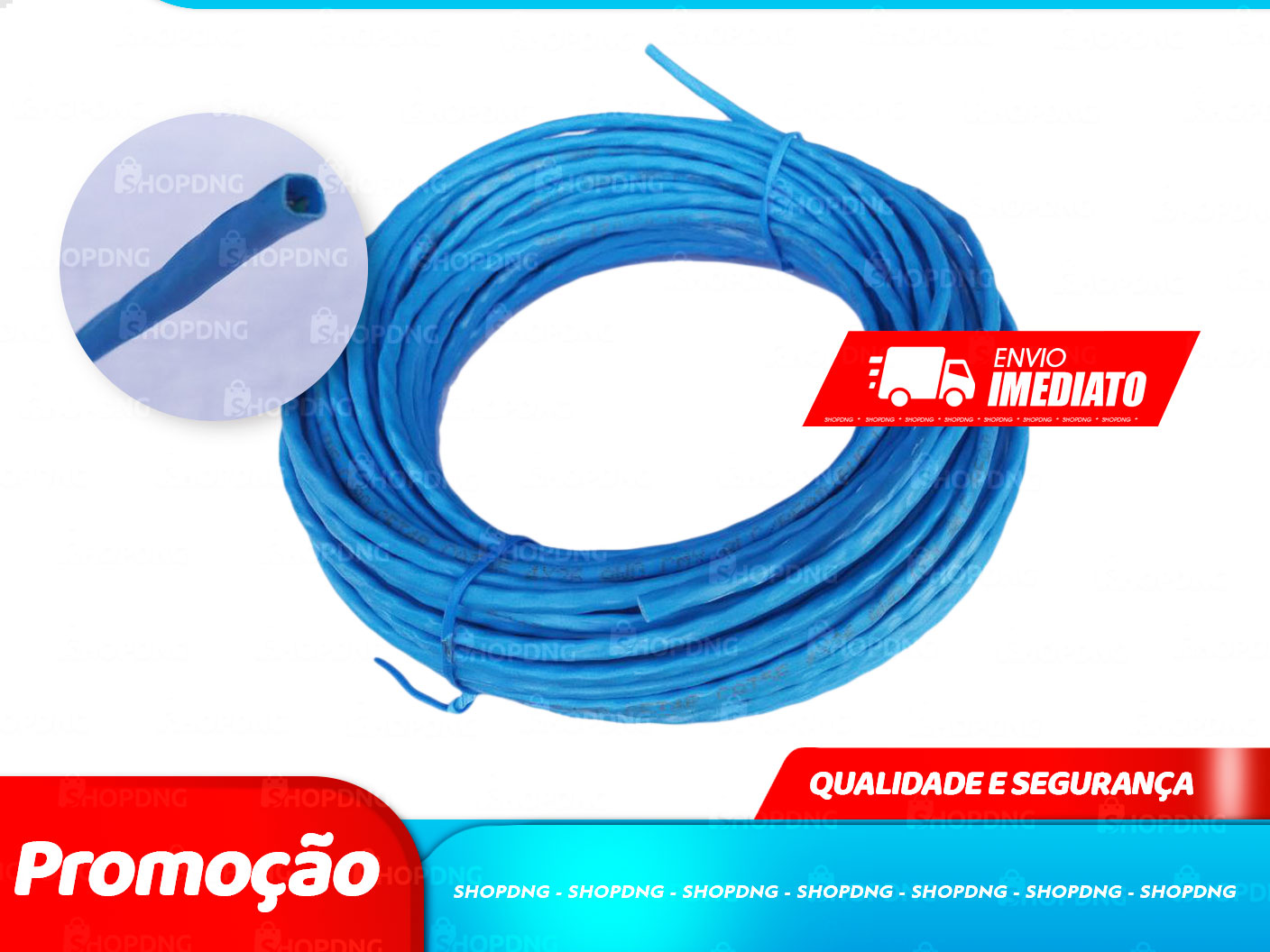 50 Metros Cabo De Rede Internet Profissional Azul (Sem Conector)