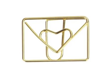 Clips Envelopes Coração Rosê Gold - 6 unidades