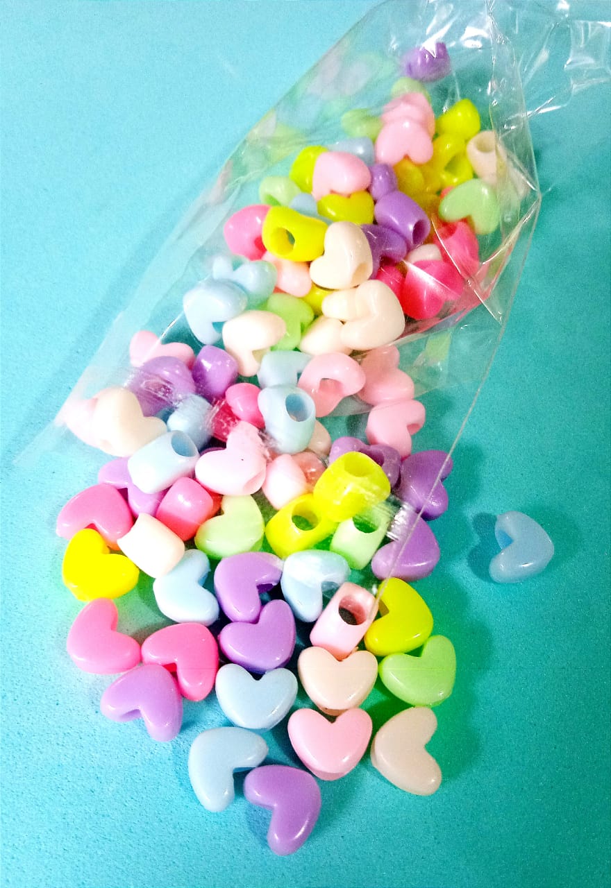 Miçanga Corações Coloridos Candy Colors - 70 unidades