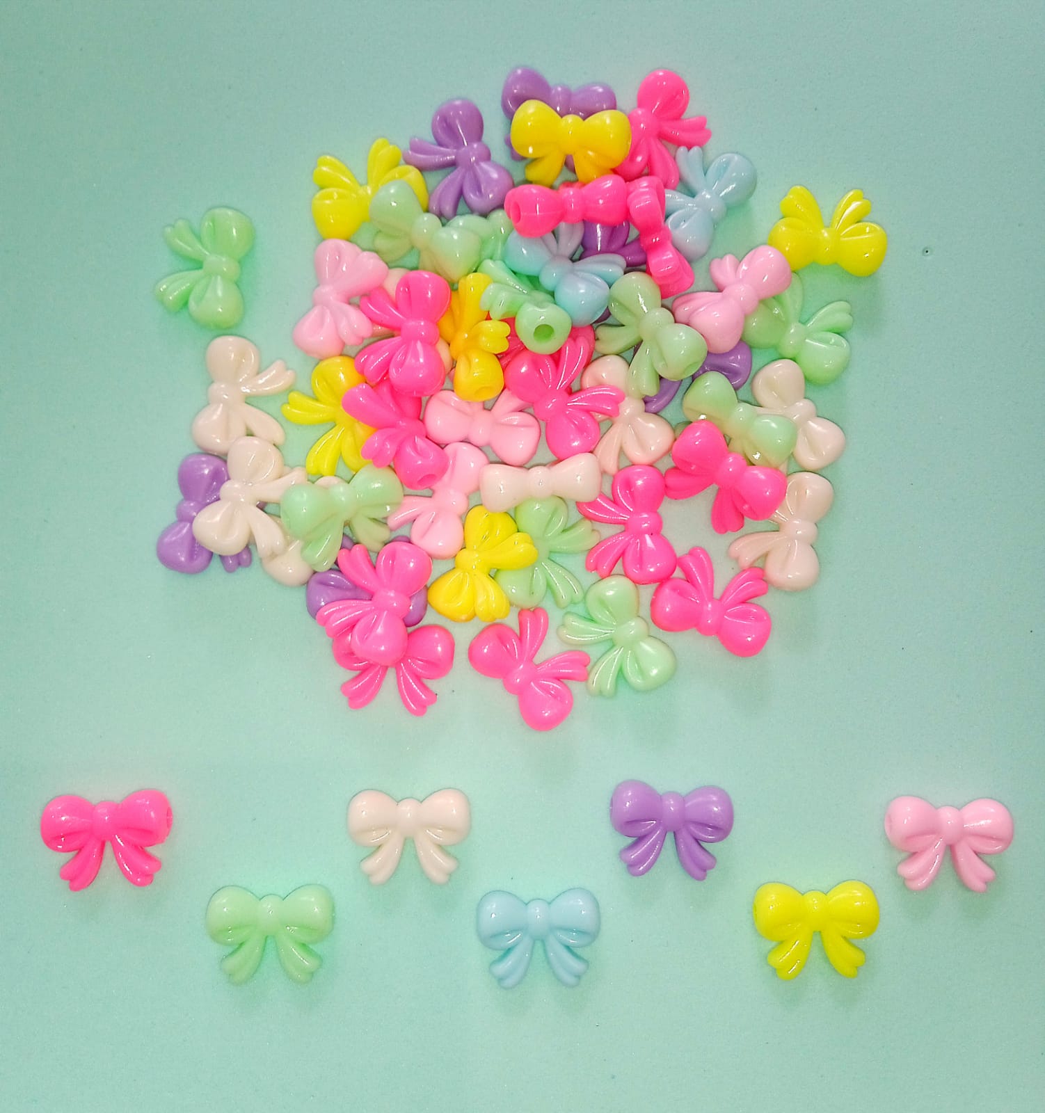 Miçanga Laços Coloridos Candy Colors - 30 unidades