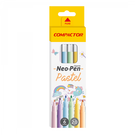 Caneta Hidrográfica Neo-Pen Gigante - 6 Cores Pastel