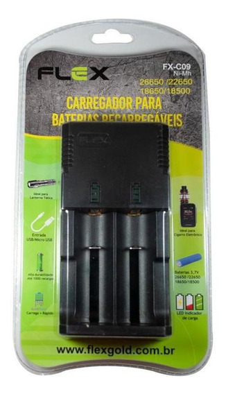 Carregador Para 2 Baterias 18650 / 26650 Fx-c09