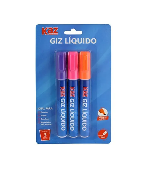Giz Líquido Neon Kaz - 3 Cores