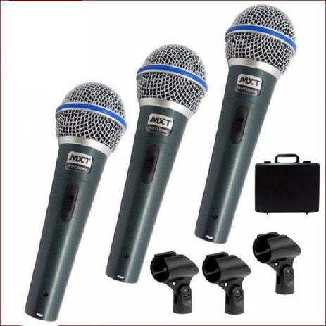 Kit 03 Microfones C/fio Cachimbo E Maleta Btm-58a