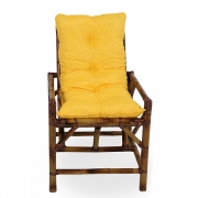 1 Cadeira de Bambu e Vime com Almofada Amarela