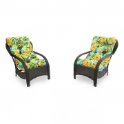 2 Cadeiras de Fibra com Almofadas Flor Amarela