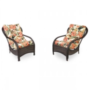 2 Cadeiras de Fibra com Almofadas Flores Laranja