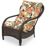 Cadeira de Fibra Com Almofada Flores Laranja