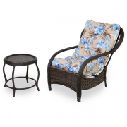 Cadeira de Fibra com Mesa e Almofada Orquídea Azul