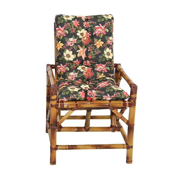 1 Cadeira de Bambu e Vime com Almofada Impermeável Havana