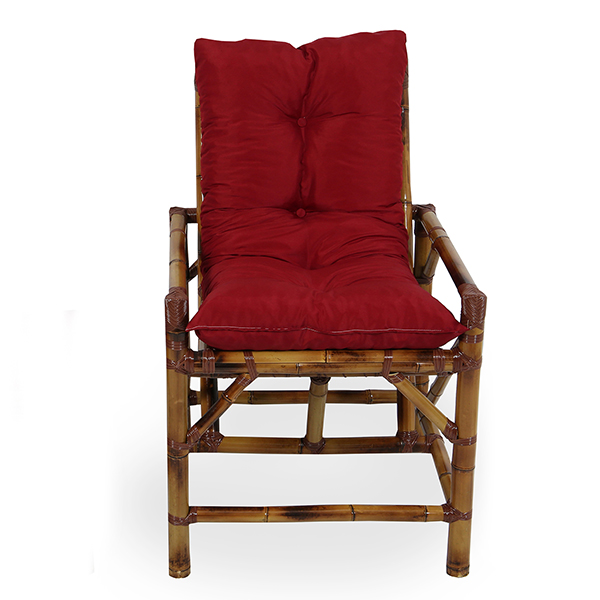 1 Cadeira de Bambu e Vime com Almofada Marsala