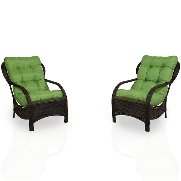 2 Cadeiras de Fibra com Almofadas Verde