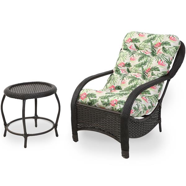 Cadeira de Fibra com Mesa e Almofada Impermeável Flor