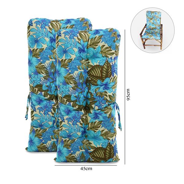 Kit 2 Almofadas Para Cadeiras de Bambu e Vime Flor Azul