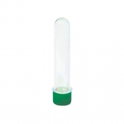 Tubete Plástico Transparente c/ Tampa Verde Bandeira 13cm c/10 - Mirandinha