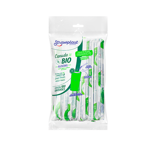 Canudo Bio Flexível Sache c/100 - Strawplast