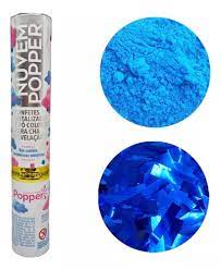 Lança Pó + Confete Metalizado Chá De Revelação Azul-Popper