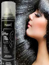 Spray Glitter Prata Para Cabelos e Corpo-Popper