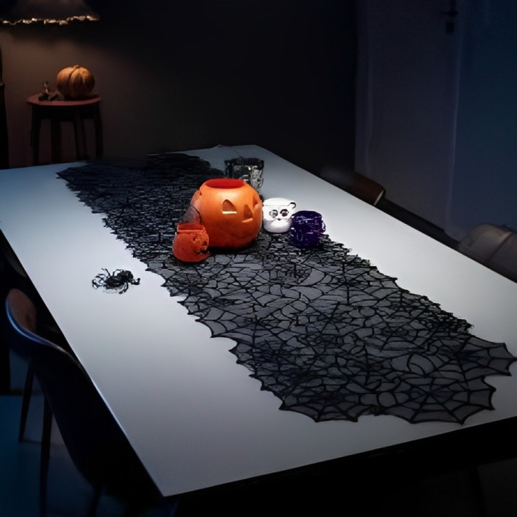 Trilho de mesa Halloween Teia De Aranha 51cm X 203cm