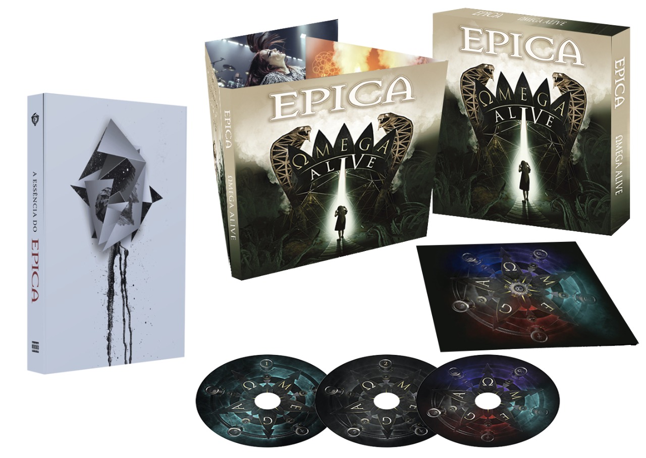 KIT EPICA: "A Essência do EPICA" (Livro Oficial)  EPICA Omega Alive 2CD / DVD Book Plate autografado e brindes