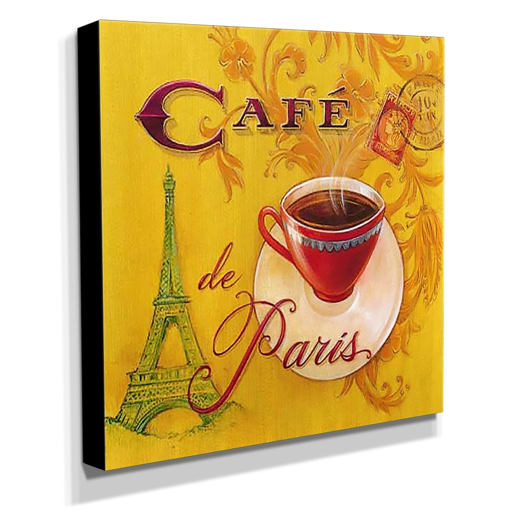 Quadro Cozinha Vintage Café de Paris Canvas 30x30cm-COZ218