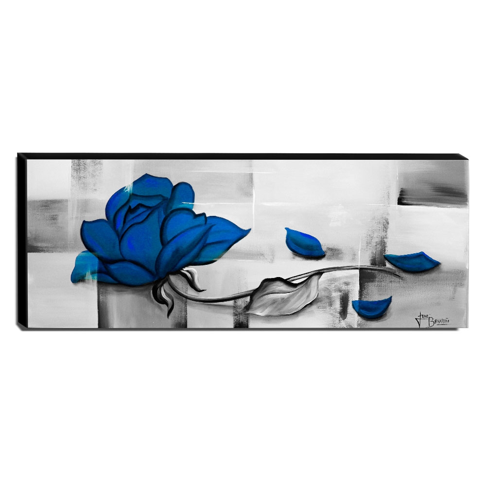 Quadro Decorativo Canvas Rosa Azul 40x105cm